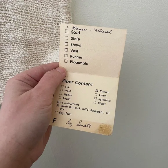 Vintage Women's S Handmade Natural Cream Woven 100% Cotton Sleeveless Top Vest - Picture 3 of 5